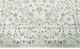 Full view of 2000s Nain rug from Iran / Persia, 255 × 158 cm in Beige tones