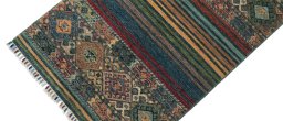 Backside of handmade New Samarkand rug showing knot structure and weave density