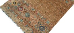 Backside of handmade New Samarkand rug showing knot structure and weave density
