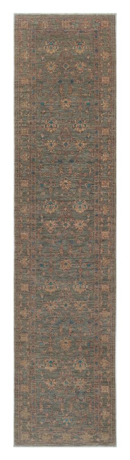 Full view of New Farahan rug from Pakistan, 335 × 79 cm in Gray tones