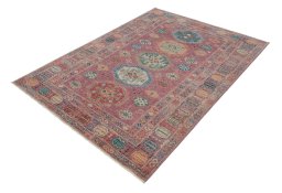 Close-up detail of New Kazak rug from Pakistan showing Wool weave