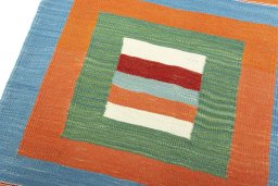 Surface texture of New Kilim Sofre rug with natural Wool and intricate pattern