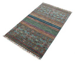 Close-up detail of New Samarkand rug from Pakistan showing Wool weave