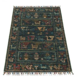 Surface texture of New Samarkand rug with natural Wool and intricate pattern