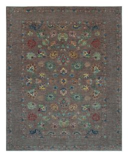 Full view of New Farahan rug from Pakistan, 307 × 241 cm in Red tones