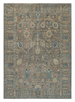 Full view of New Farahan rug from Pakistan, 292 × 206 cm in Brown tones