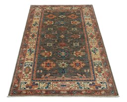 Surface texture of New Kazak rug with natural Wool and intricate pattern