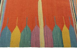 Close-up detail of New Kilim Sofre rug from Turkey showing Wool weave