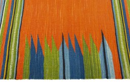 Close-up detail of New Kilim Sofre rug from Turkey showing Wool weave