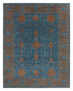 Full view of New Farahan rug from Pakistan, 309 × 243 cm in Blue tones