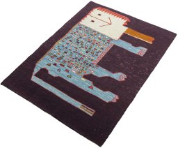 Corner detail of New Kilim Dastan rug showing border pattern and Wool pile