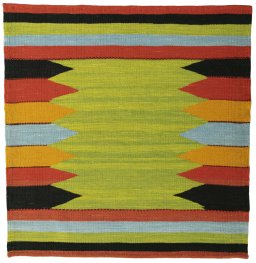 Full view of New Kilim Sofre rug from Turkey, 97 × 94 cm in Multi Color tones