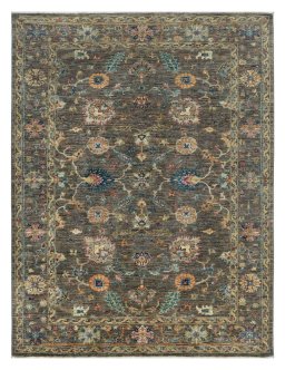 Full view of New Farahan rug from Pakistan, 199 × 151 cm in Brown tones