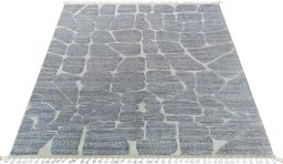Corner detail of New Morocco rug showing border pattern and Wool pile