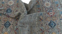 Full view of New Samarkand rug from Pakistan, 239 × 169 cm in Gray tones