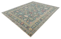 Close-up detail of New Kazak rug from Pakistan showing Wool weave