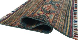 Close-up detail of New Samarkand rug from Pakistan showing Wool weave