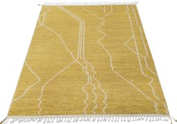 Corner detail of New Morocco rug showing border pattern and Wool pile