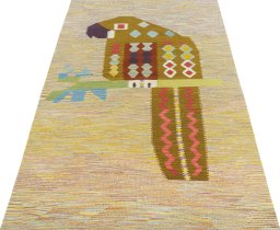 Close-up detail of New Kilim Dastan rug from Turkey showing Wool weave