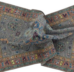 Full view of New Kazak rug from Pakistan, 192 × 125 cm in Gray tones