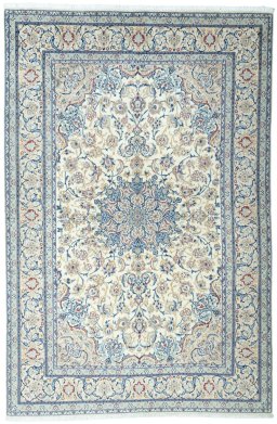 Full view of 2000s Nain rug from Iran / Persia, 320 × 212 cm in Beige tones