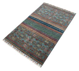 Close-up detail of New Samarkand rug from Pakistan showing Wool weave
