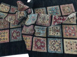 Full view of New Farahan rug from Pakistan, 226 × 169 cm in Brown tones