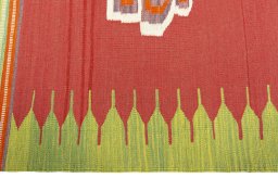 Close-up detail of New Kilim Sofre rug from Turkey showing Wool weave