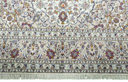 Full view of 2000s Kashan rug from Iran / Persia, 296 × 200 cm in Beige tones