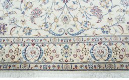 Full view of 2000s Nain rug from Iran / Persia, 309 × 204 cm in Beige tones