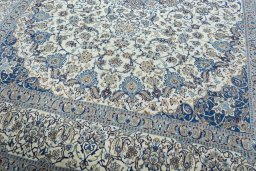 Close-up detail of 2000s Nain rug from Iran / Persia showing Wool weave