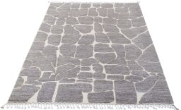 Corner detail of New Morocco rug showing border pattern and Wool pile