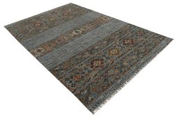 Corner detail of New Samarkand rug showing border pattern and Wool pile