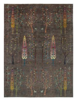 Full view of New Farahan rug from Pakistan, 328 × 240 cm in Brown tones