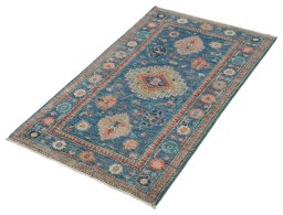 Close-up detail of New Kazak rug from Pakistan showing Wool weave