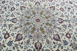 Central medallion detail of 2000s Kashan rug from Iran / Persia