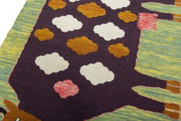 Surface texture of New Kilim Dastan rug with natural Wool and intricate pattern