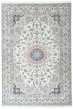 Full view of 2000s Nain rug from Iran / Persia, 300 × 204 cm in Beige tones