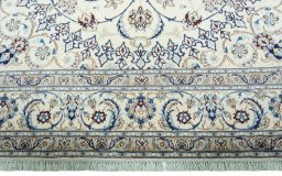 Full view of 2000s Nain rug from Iran / Persia, 353 × 252 cm in Beige tones