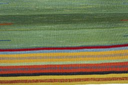 Full view of New Kilim Sofre rug from Turkey, 79 × 102 cm in Multi Color tones