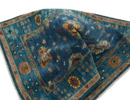 Full view of New Farahan rug from Pakistan, 115 × 83 cm in Blue tones