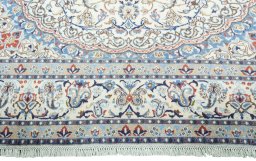 Full view of 2000s Nain rug from Iran / Persia, 336 × 248 cm in Beige tones