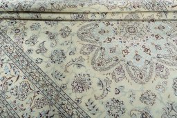 Close-up detail of 2000s Nain rug from Iran / Persia showing Wool weave