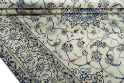 Close-up detail of 2000s Nain rug from Iran / Persia showing Wool weave