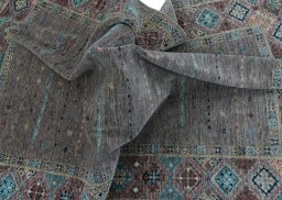 Full view of New Samarkand rug from Pakistan, 238 × 170 cm in Brown tones