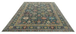 Surface texture of New Kazak rug with natural Wool and intricate pattern
