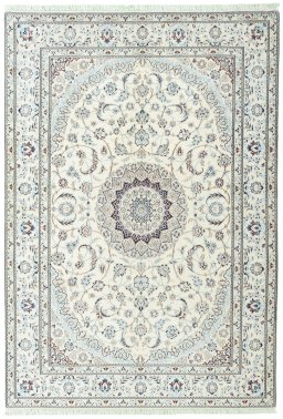 Full view of New Nain rug from Iran / Persia, 288 × 202 cm in Beige tones