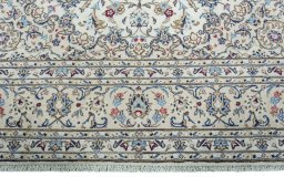 Full view of 2000s Kashan rug from Iran / Persia, 350 × 251 cm in Beige tones