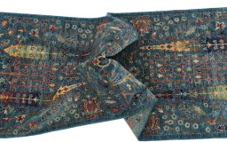 Full view of New Haj-jalili rug from Pakistan, 410 × 79 cm in Blue tones
