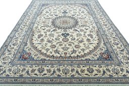 Surface texture of New Nain rug with natural Wool and intricate pattern
